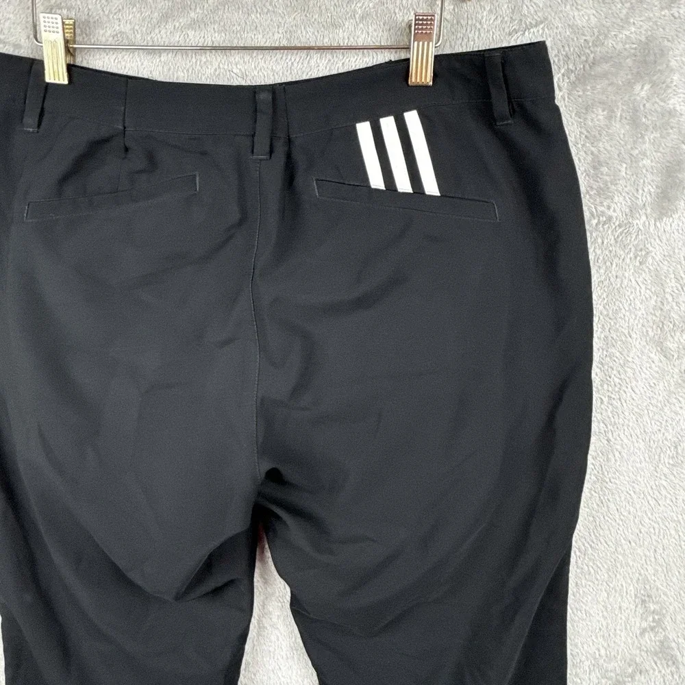 Adidas Golf Pants Men 34x34 Black Straight Leg Athletic Logo Athleisure Mid Rise